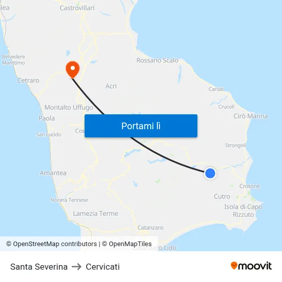 Santa Severina to Cervicati map