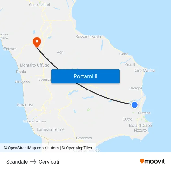 Scandale to Cervicati map