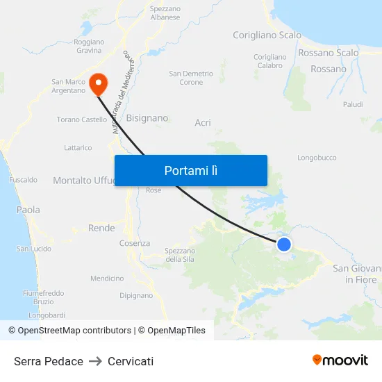 Serra Pedace to Cervicati map