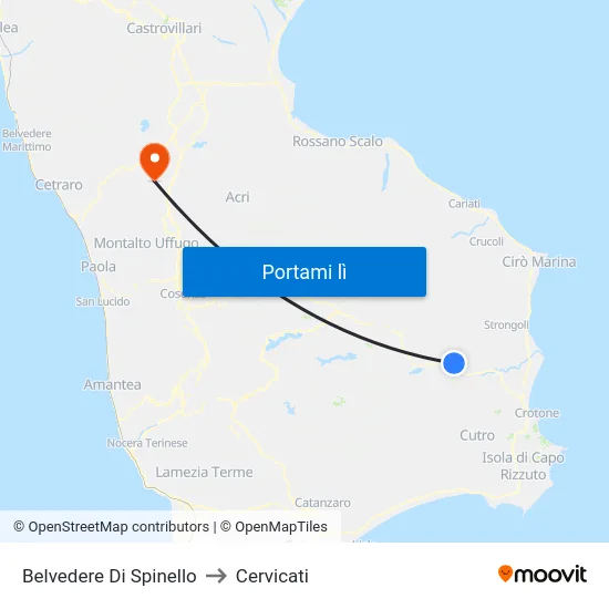 Belvedere Di Spinello to Cervicati map