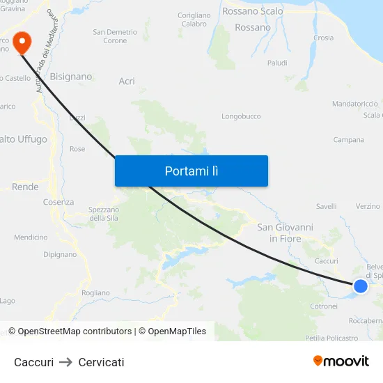 Caccuri to Cervicati map