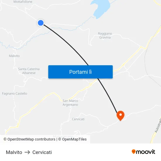 Malvito to Cervicati map