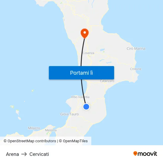 Arena to Cervicati map