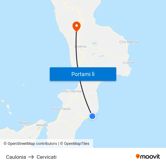 Caulonia to Cervicati map