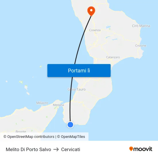 Melito Di Porto Salvo to Cervicati map