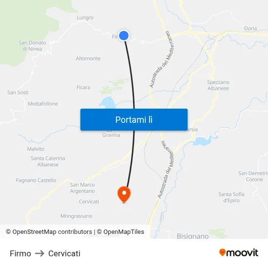 Firmo to Cervicati map