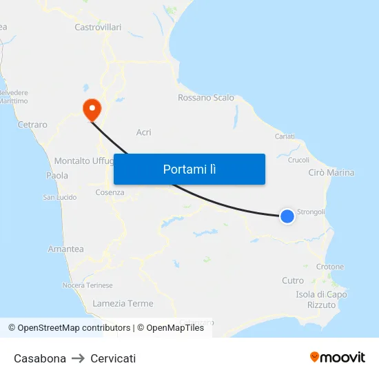 Casabona to Cervicati map