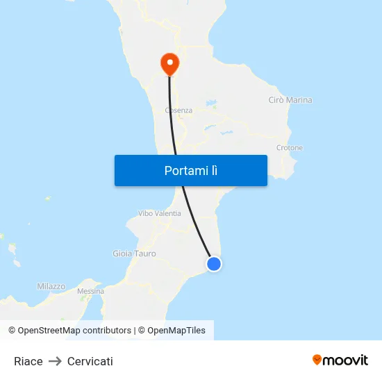 Riace to Cervicati map