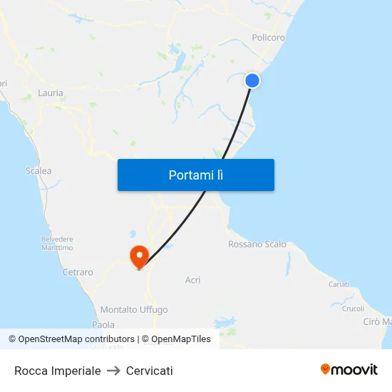 Rocca Imperiale to Cervicati map