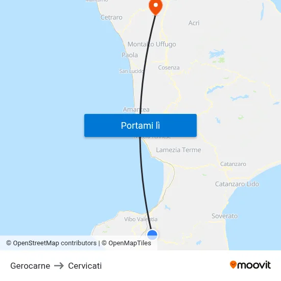 Gerocarne to Cervicati map