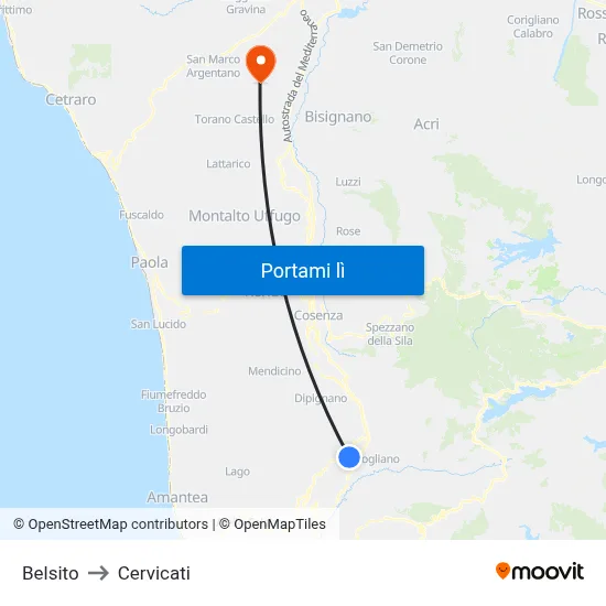 Belsito to Cervicati map