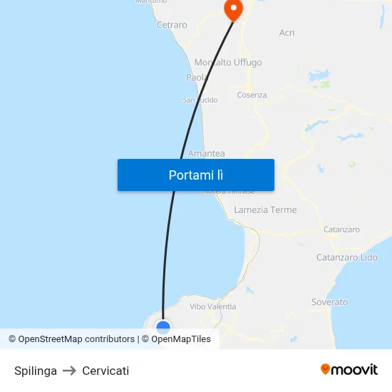 Spilinga to Cervicati map