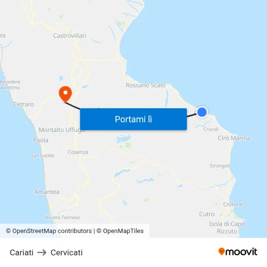 Cariati to Cervicati map