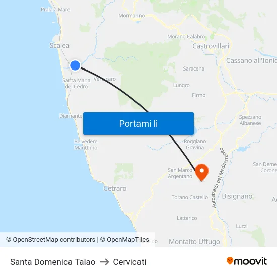Santa Domenica Talao to Cervicati map