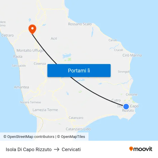 Isola Di Capo Rizzuto to Cervicati map