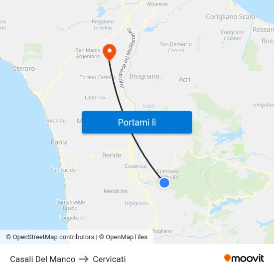 Casali Del Manco to Cervicati map