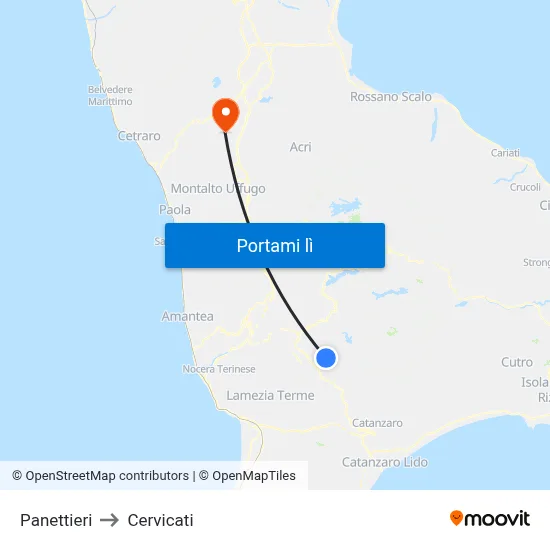 Panettieri to Cervicati map