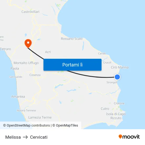 Melissa to Cervicati map