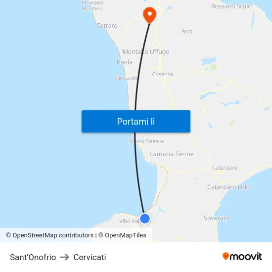 Sant'Onofrio to Cervicati map