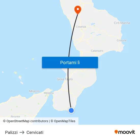 Palizzi to Cervicati map