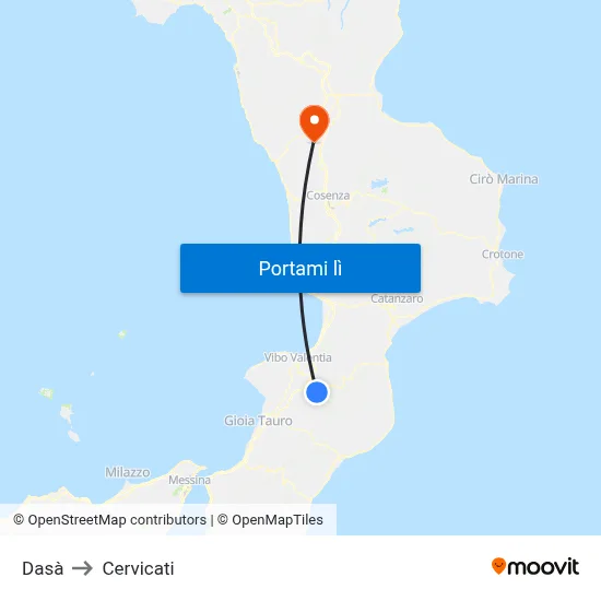 Dasà to Cervicati map