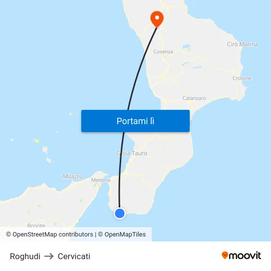 Roghudi to Cervicati map