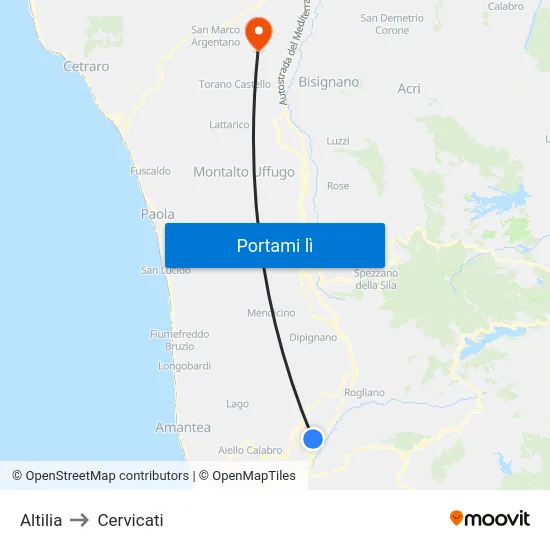 Altilia to Cervicati map