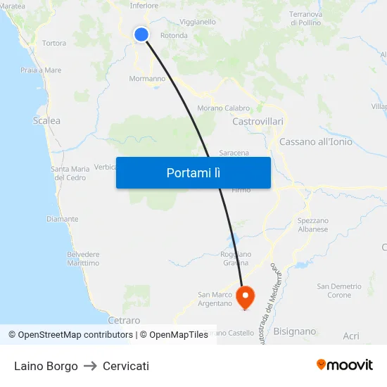 Laino Borgo to Cervicati map