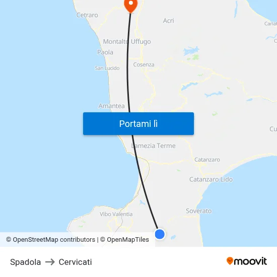 Spadola to Cervicati map
