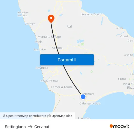 Settingiano to Cervicati map