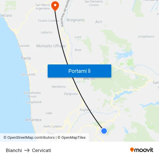 Bianchi to Cervicati map