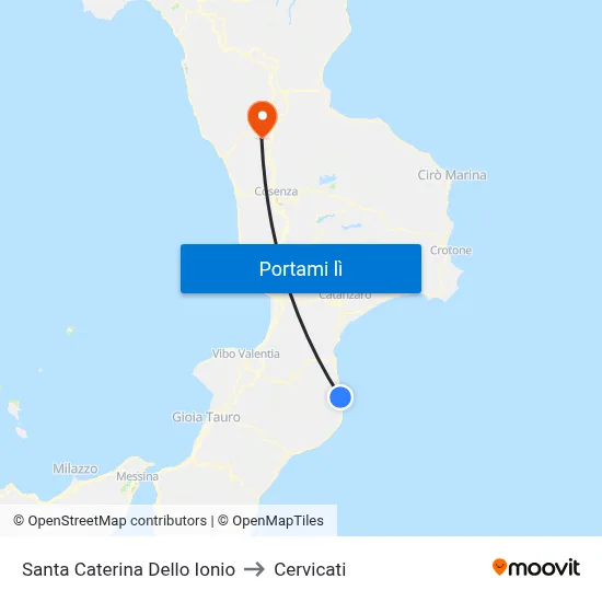 Santa Caterina Dello Ionio to Cervicati map
