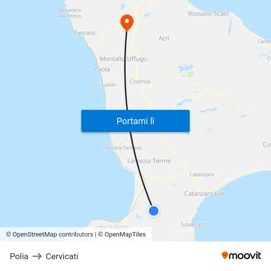Polia to Cervicati map
