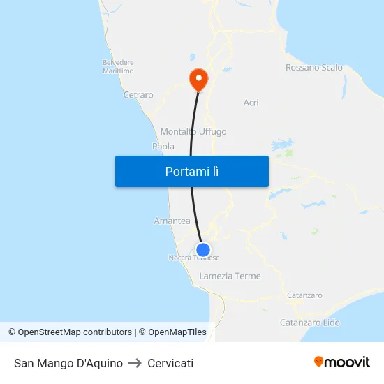 San Mango D'Aquino to Cervicati map