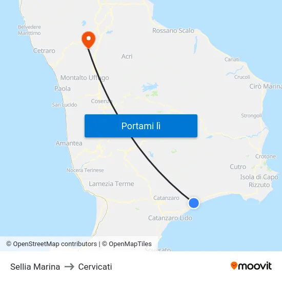 Sellia Marina to Cervicati map