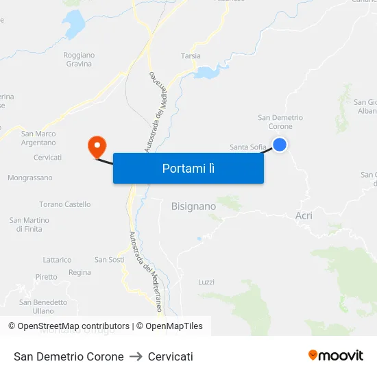 San Demetrio Corone to Cervicati map