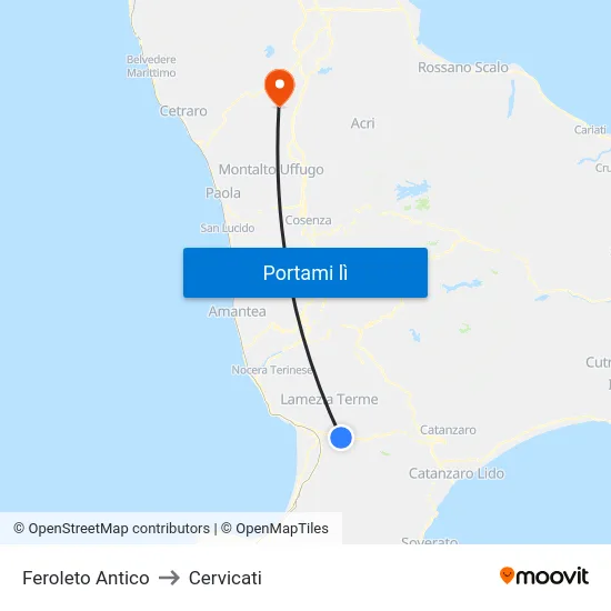Feroleto Antico to Cervicati map