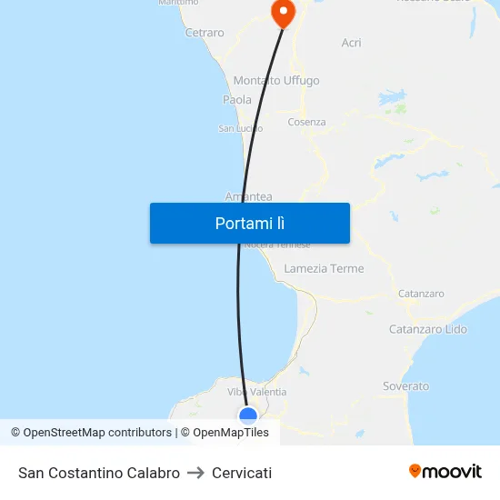 San Costantino Calabro to Cervicati map