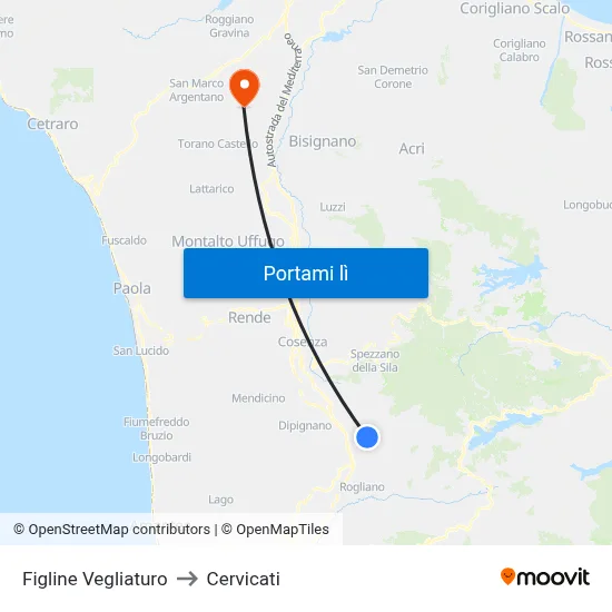 Figline Vegliaturo to Cervicati map