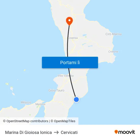 Marina Di Gioiosa Ionica to Cervicati map