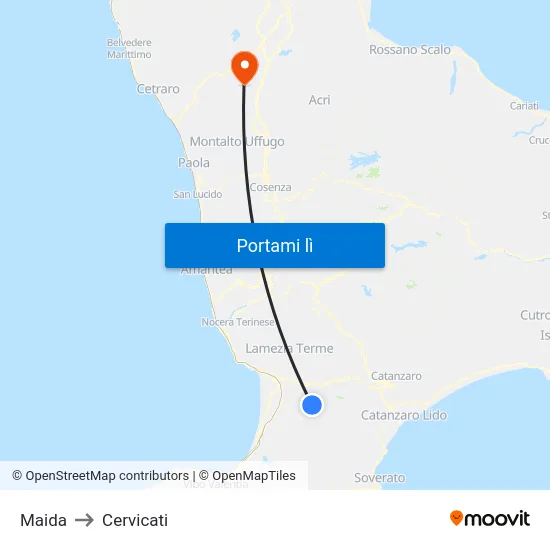 Maida to Cervicati map