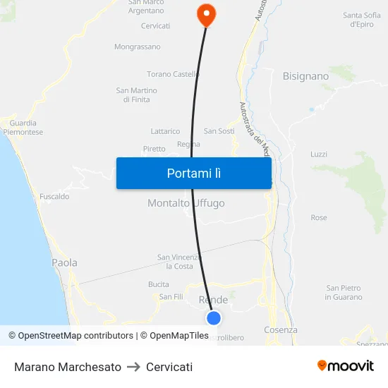 Marano Marchesato to Cervicati map
