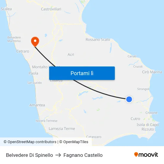 Belvedere Di Spinello to Fagnano Castello map