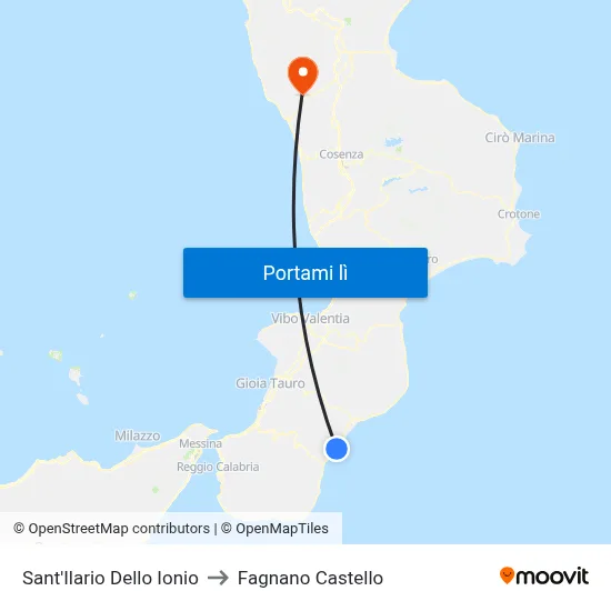 Sant'Ilario Dello Ionio to Fagnano Castello map