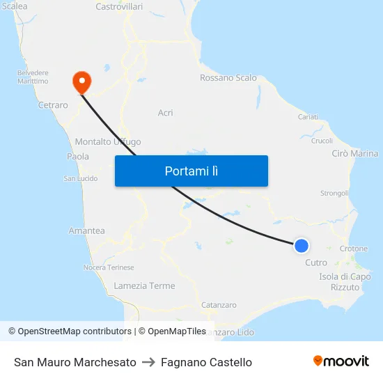 San Mauro Marchesato to Fagnano Castello map