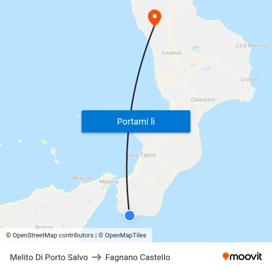 Melito Di Porto Salvo to Fagnano Castello map