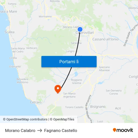 Morano Calabro to Fagnano Castello map