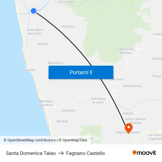 Santa Domenica Talao to Fagnano Castello map