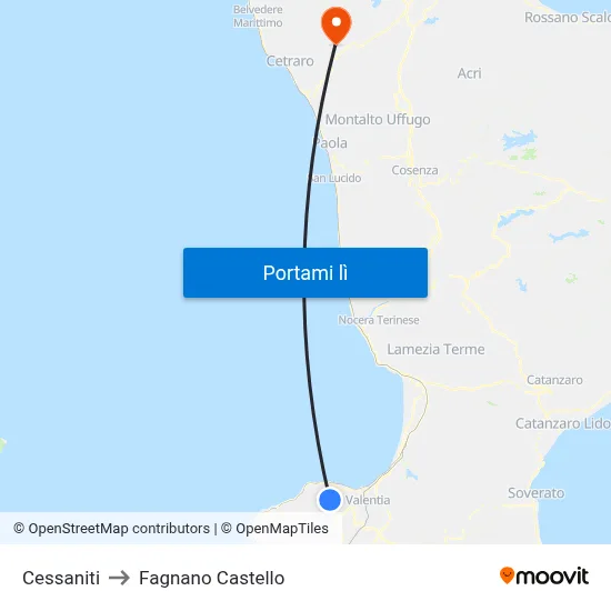Cessaniti to Fagnano Castello map