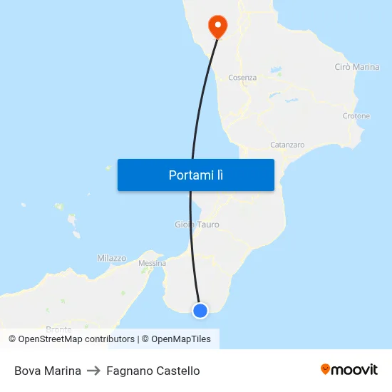 Bova Marina to Fagnano Castello map